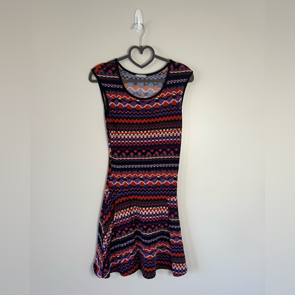 Multicolored long dress with mini designs Skater Dress